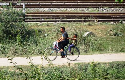 Man riding bicycle