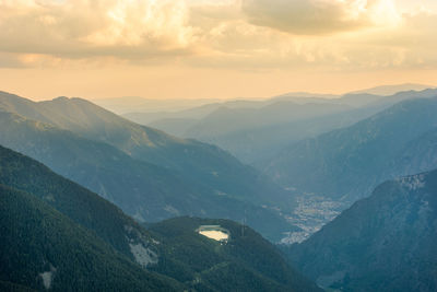 View from cap de rep towards engolasters, you can also see the city of encamp