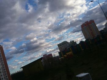 Low angle view of buildings against sky