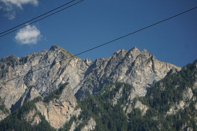 Low angle view of rocky mountains against sky