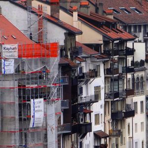 Low angle view of buildings in city
