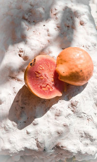 High angle view of fruits on table