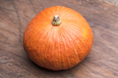 High angle view of pumpkins on table