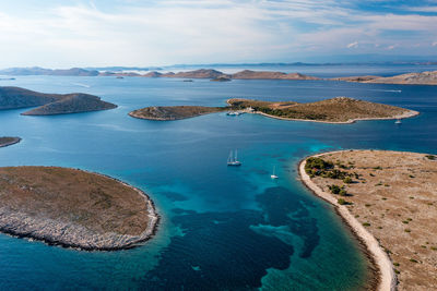 Sailing boat at anchor in the kornati archipelago