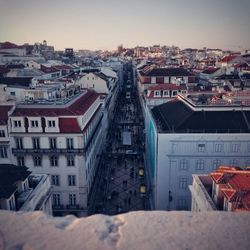 High angle view of buildings in city