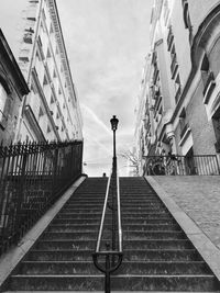 Low angle view of staircase against sky in montmartre in paris 