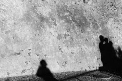 High angle view of silhouette man standing on beach