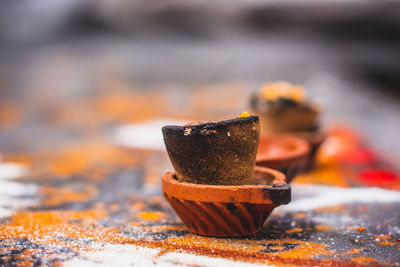 Close-up of ice cream on table