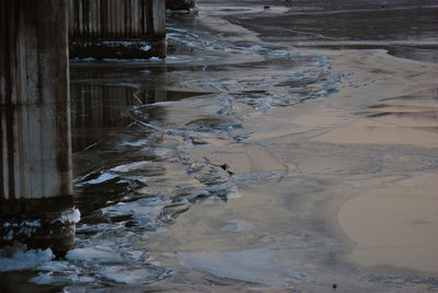 Reflection of puddle in water