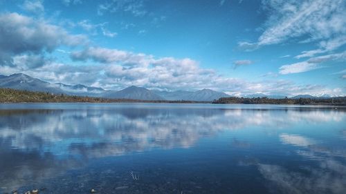 Scenic view of lake against sky