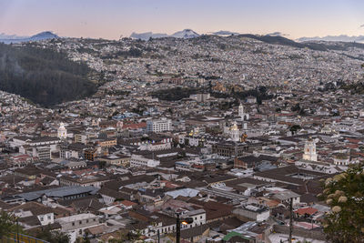 High angle view of townscape against sky