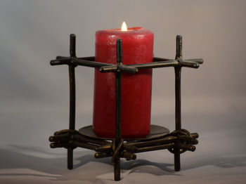 Close-up of candle on table