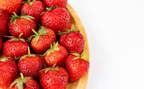 High angle view of strawberries