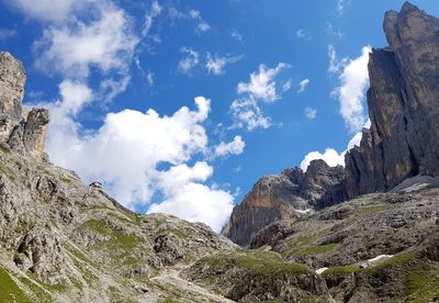 Low angle view of mountains against sky