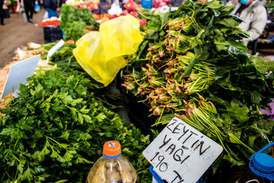 High angle view of food for sale