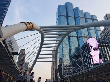 Low angle view of modern buildings against sky