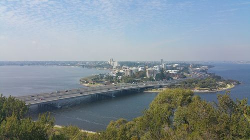 High angle view of bridge over river