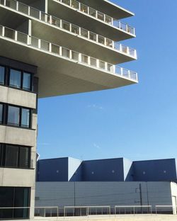 Exterior of modern building against clear blue sky