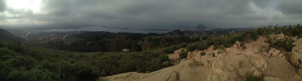 Scenic view of landscape against cloudy sky