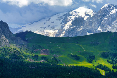 Scenic view of mountains against sky