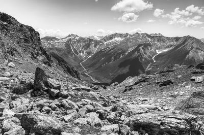 Scenic view of mountains against sky