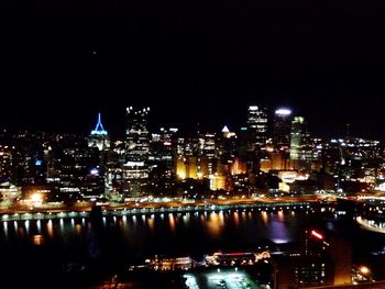 Illuminated city at night