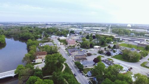 Aerial view of river in city