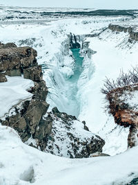 Scenic view of sea shore during winter