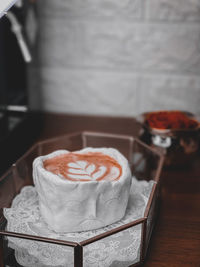 High angle view of coffee on table