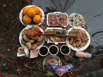 High angle view of fruits