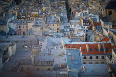 High angle view of buildings in city