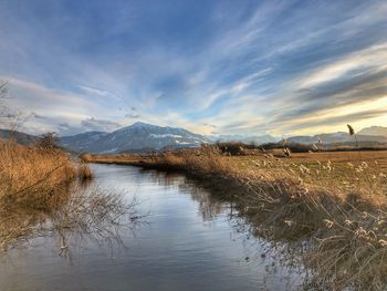 Scenic view of lake against sky