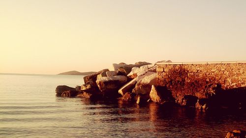 Scenic view of sea against clear sky