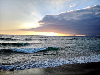 Scenic view of sea against sky during sunset