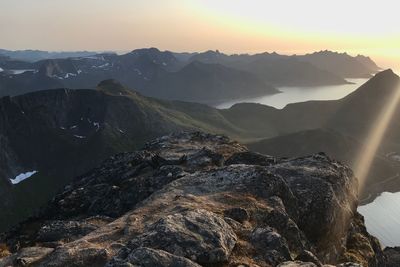 Panoramic view of mountain range against sky