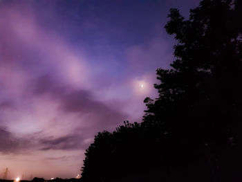 Low angle view of silhouette trees against sky at sunset