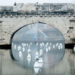 Arch bridge over river