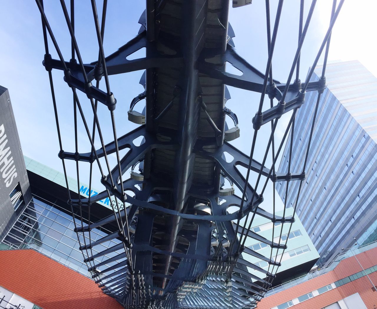 LOW ANGLE VIEW OF BUILT STRUCTURES AGAINST CLEAR SKY