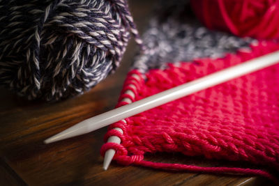 Close-up of red stuffed toy