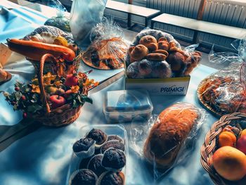 High angle view of fruits on table