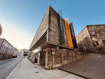 Low angle view of building against clear sky