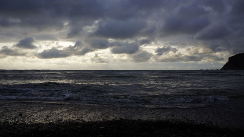 Scenic view of sea against cloudy sky