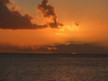 Scenic view of sea against dramatic sky