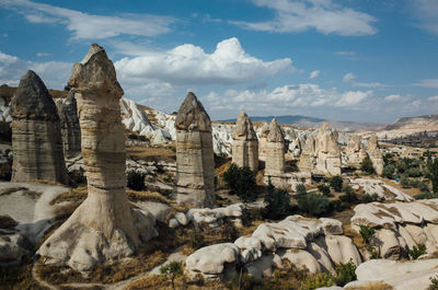 Rock formations against blue sky