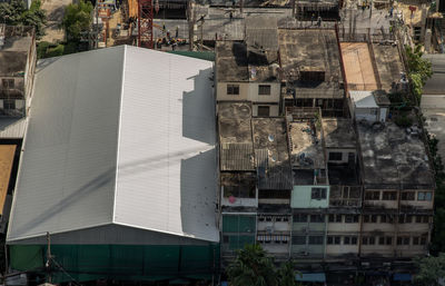 High angle view of buildings in city