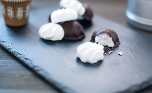 Close-up of ice cream on table