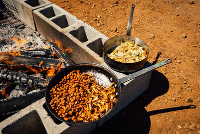 High angle view of food in container