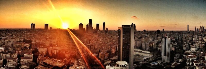 Sunset over city