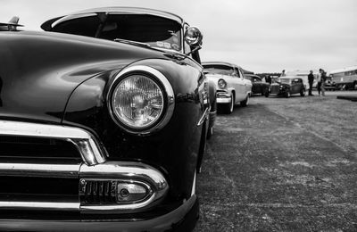 Close-up of vintage cars