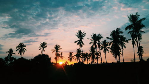 Silhouette palm trees against sky during sunset